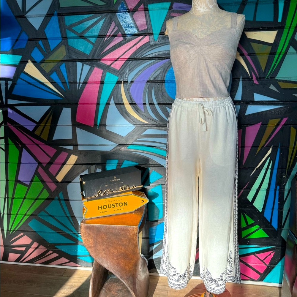NWT Max Studio Linen pants, ecru, Small, retails $138